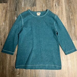 LL Bean 100% Cashmere Half Sleeve Crewneck Sweater Size Small